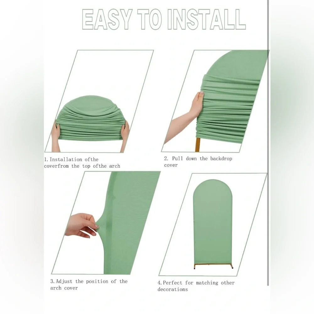 Peomeise 6.6FT Wedding Arch Cover, Sage Green Arch Backdrop Cover Stretchy